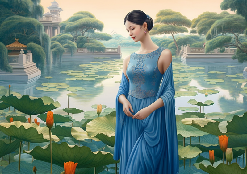 中国国潮国风新中式少女背景,插画/手绘图,插画/手绘图库,插画/手绘图下载,插画/手绘